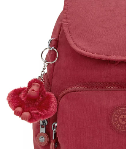 Kipling Mochila City Zip Tamaño Mini 100% Color Funky Red Diseño De La Tela Color Sólido