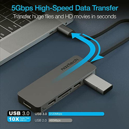 Naztech Maxdrive7 Universal Usb-c Adapter Hub Space Grey