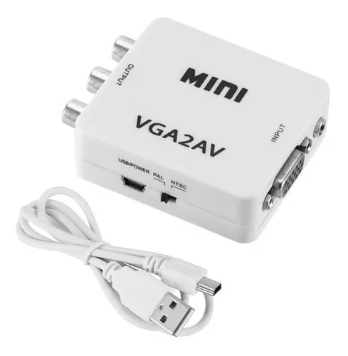 Convertidor Adaptador De Vga A Av Rca Con Cable De Poder Usb