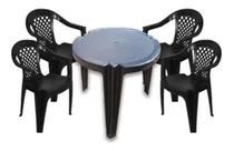 Comprar Oferton Mesa Redonda Reforzada Negra + 4 Sillones Reforz. Ne