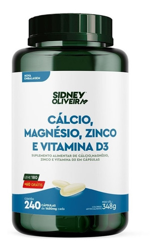 Magnesio + Cálcio + Zinco + Vitamina D 1000mg 240 Cps Sidney