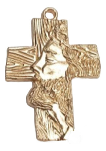 Dije De Cruz Rostro De Jesús 3.3cm Chapa De Oro 14k 12 Pzs