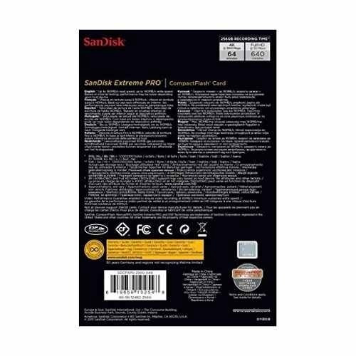 Sandisk Extreme Pro 256 Gb De Memoria Compactflash Tarjeta U