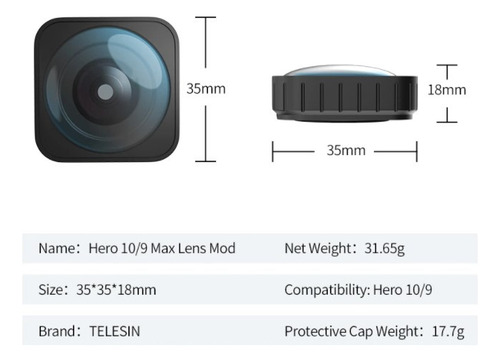 Max Lens Mod Para Gopro 9-10-11-12 - Telesin