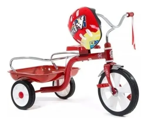 Triciclo Apache Cl sico Rojo Con Caja Trasera Metal Y Casco