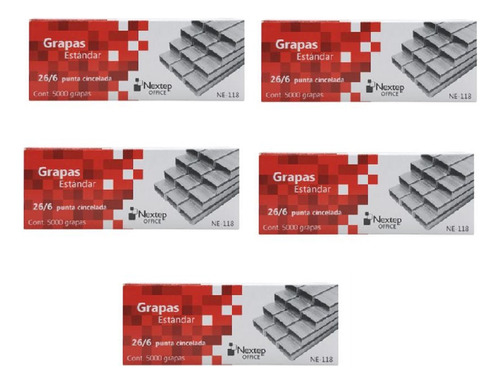 5 Cajas Grapas Nextep Ne-118 Estandar C/5000 C/u Grapa 26/6