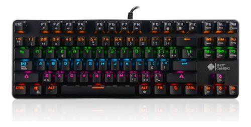 Teclado Mecanico Tkl Shot Gamer Pro Rgb Switch Blue Aluminio