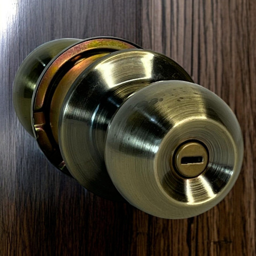 Cerradura De Pomo Para Baño Redondo Bronce 65mm Fortek