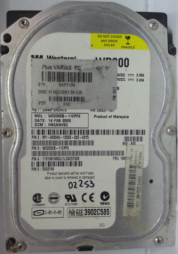 Western Digital Wd200eb-11cpf0 20gb 3.5 - 2253 Recuperodatos