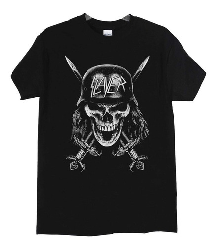 Polera Slayer Skull Helmet Greyscale Metal Abominatron