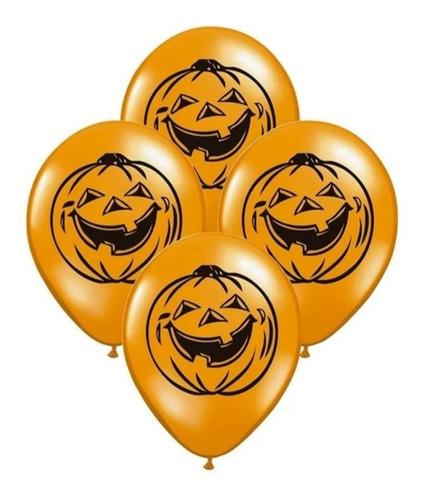 Globos Latex Impreso Halloween X10 Unid. Tamaño 12``