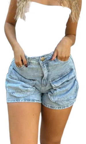 Short De Jean Rigido Cargo - Minny - Dama 