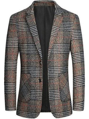 Blazer Con Estampado De Cuadros Británicos Para Hombre