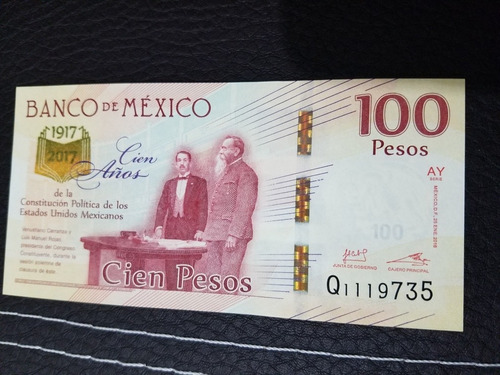 Billete De $100 Mexico 100 Años De La Revolución Mexicana 