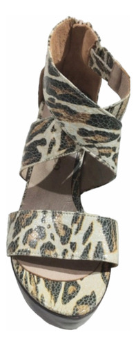 Sandalias Mujer Taco Alto Animal Print Nuevas Talle 37