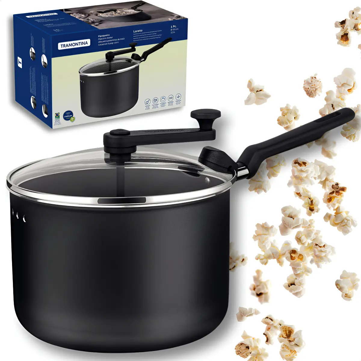 Panela Pipoqueira Tramontina 3,5l Doce/salgada Antiaderente Grafite