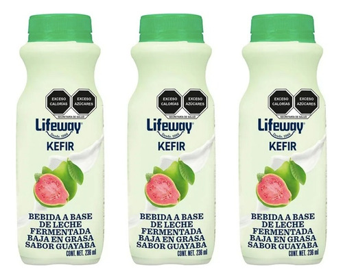 Bebida Lifeway Kefir Baja Grasa Sabor Guayaba 6 Pzs De 236ml