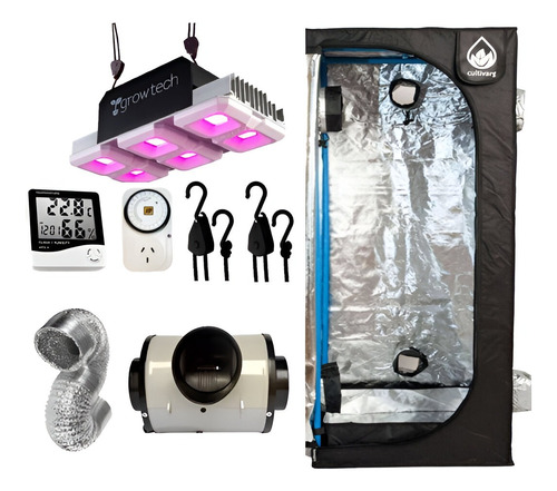 Kit Indoor Carpa 80 Growtech 300 Ventilación Y Accesorios