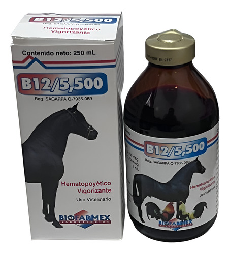 Vitamina B12 5500 250 Ml Caballos, Gallos Finos.