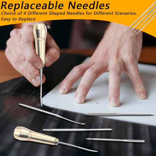 Kit De Reparación: Aguja De Cuero Y Cordón Nylon Amarillo