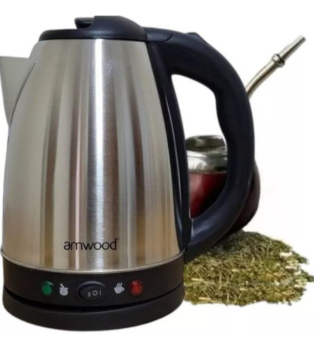 Pava Jarra Eléctrica Amwood 1.8l Acero Inoxidable Con Corte Plateado