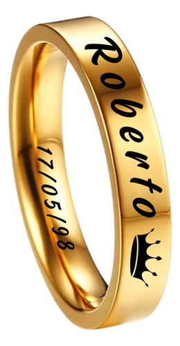 Anillo Personalizable De Acero Inoxidable 4mm Dorado 11