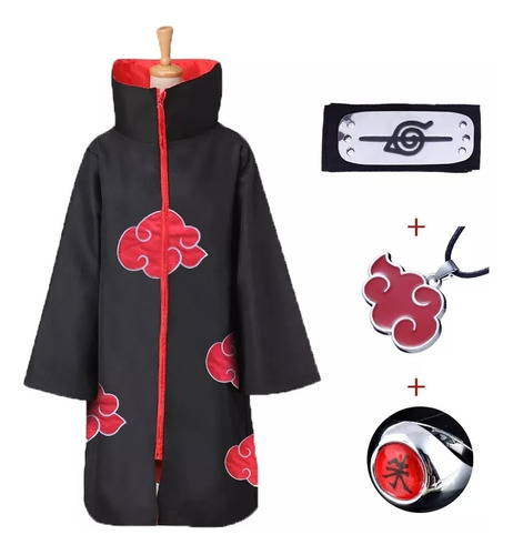 Akatsuki Capa Disfraz + Bandana + Sortija+ Collar Halloween 