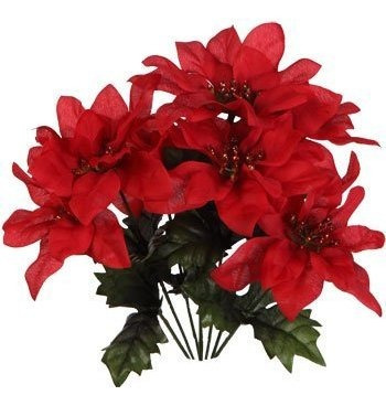 Paquete De 4 Navidad Casa 7stem Rojo Flor De Pascua Arbustos