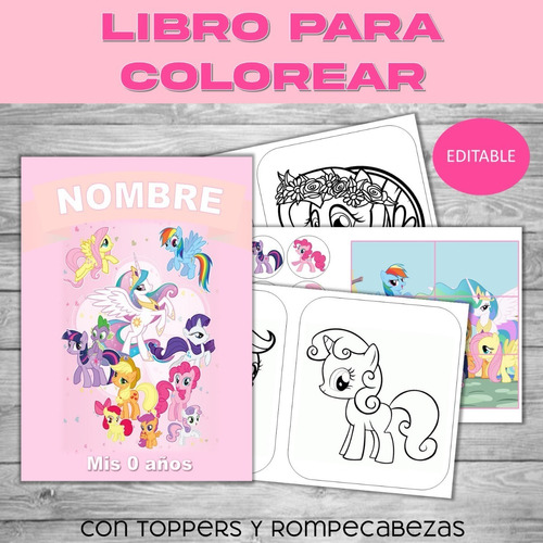 Libro Imprimible Para Pintar Editable De My Little Pony