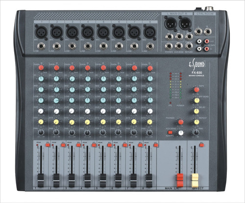 Consola De Sonido Mixer 8 Canales Efectos E-sound Fx-830