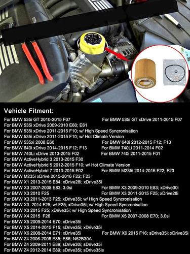 11427541827 Engine Oil Filter Element Set For Bmw E60 E65 E8