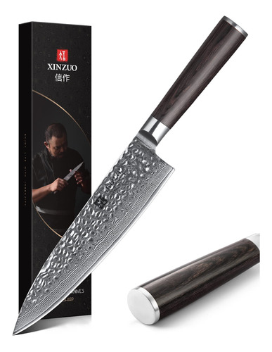 Xinzuo Cuchillo De Chef Japones Vg10 Damasco De 8 Pulgadas Y