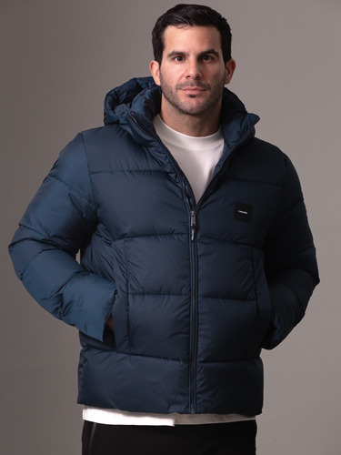 Parka Con Gorro Quilt Puffer Azul Calvin Klein