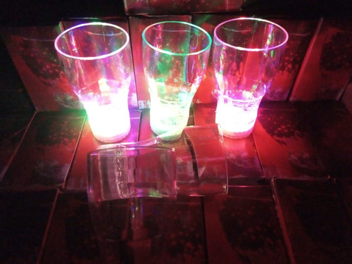 3 Vaso Luz Coca Plastico Led Colores Fiesta