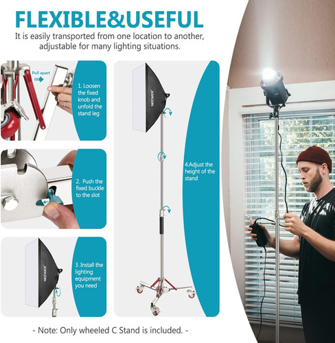 Soporte De Luz Resistente Con Ruedas Y Base Ajustable