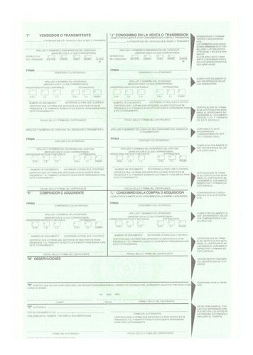 Formulario 08 Para Transferencia De Moto