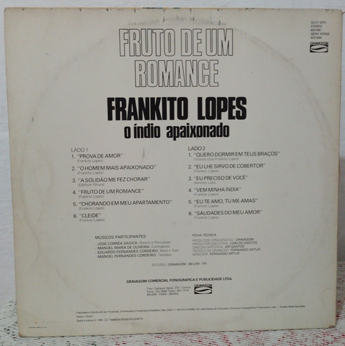 Lp Frankito Lopes Fruto De Um Romance