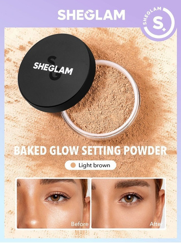 Sheglam Baked Glow Setting Powder Pó Facial Tom Light brown