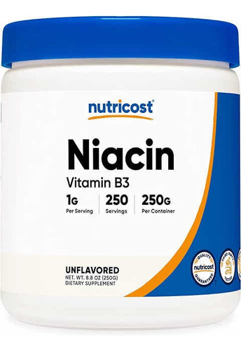 Nutricost Niacin Vitamina B3 1000mg 250gr 250 Serv Sabor Sin Sabor