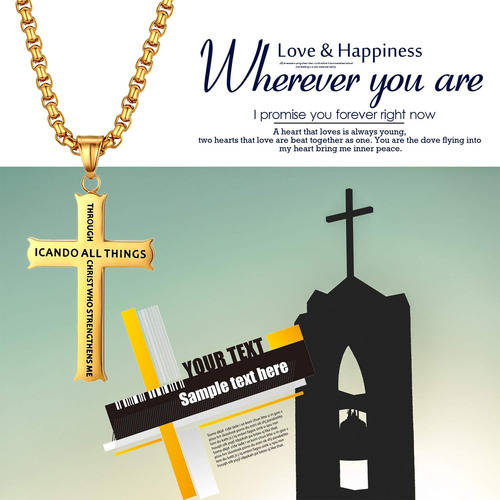 Collar Con Colgante De Cruz Cupimatch Filipenses 4:13, Joyer