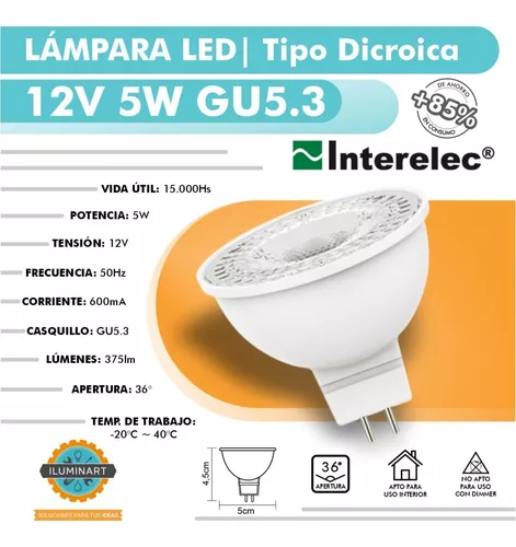 Interelec - DICROICA LED 12V 5W GU5.3