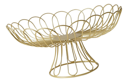 Frutero Cesta De Alambre Frutero Redondo Elegante Y Oro Alto