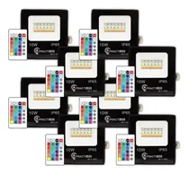 Comprar Pack X 8 Reflectores Led Exterior Rgb 10w Control Remoto