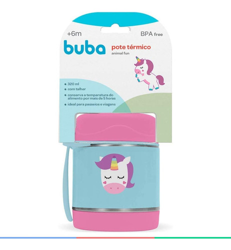 Pote Térmico Animal Unicórnio Buba 320ml Acompanha Talher