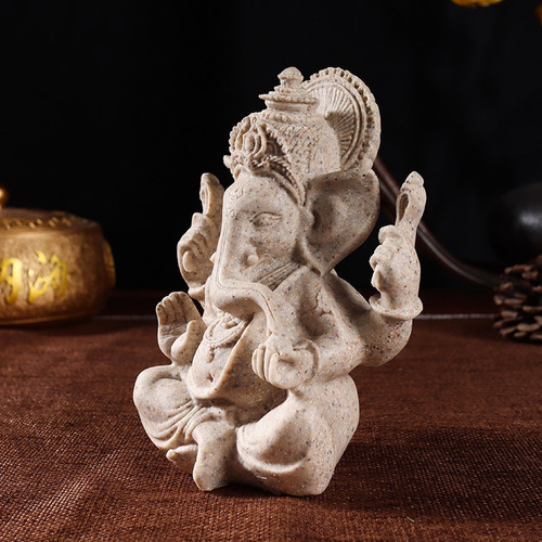 Escultura Vintage De Ganesha India De Elefante De Arenisca P