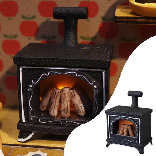2 Casa De Muñecas Con Luz Led, Chimenea En Miniatura,