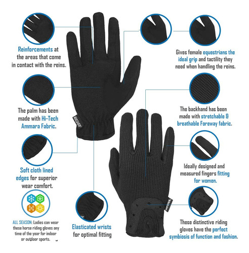 Guantes De Equitación Mujer Algodón Dublín Cuero