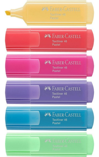 Marca Texto Textliner Pastel 46 - 6 Cores - Faber Castell