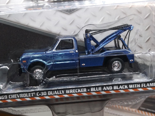 Greenlight Dually Drivers S8 1969 Chevrolet C30 Grua Blue Color Azul/negra Flamas