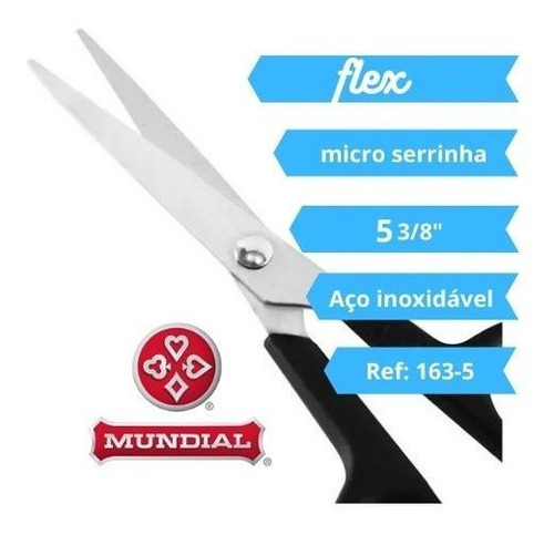 Tesoura Corte Preciso Fio Laser 53/8 Mundial Linha Flex Pro